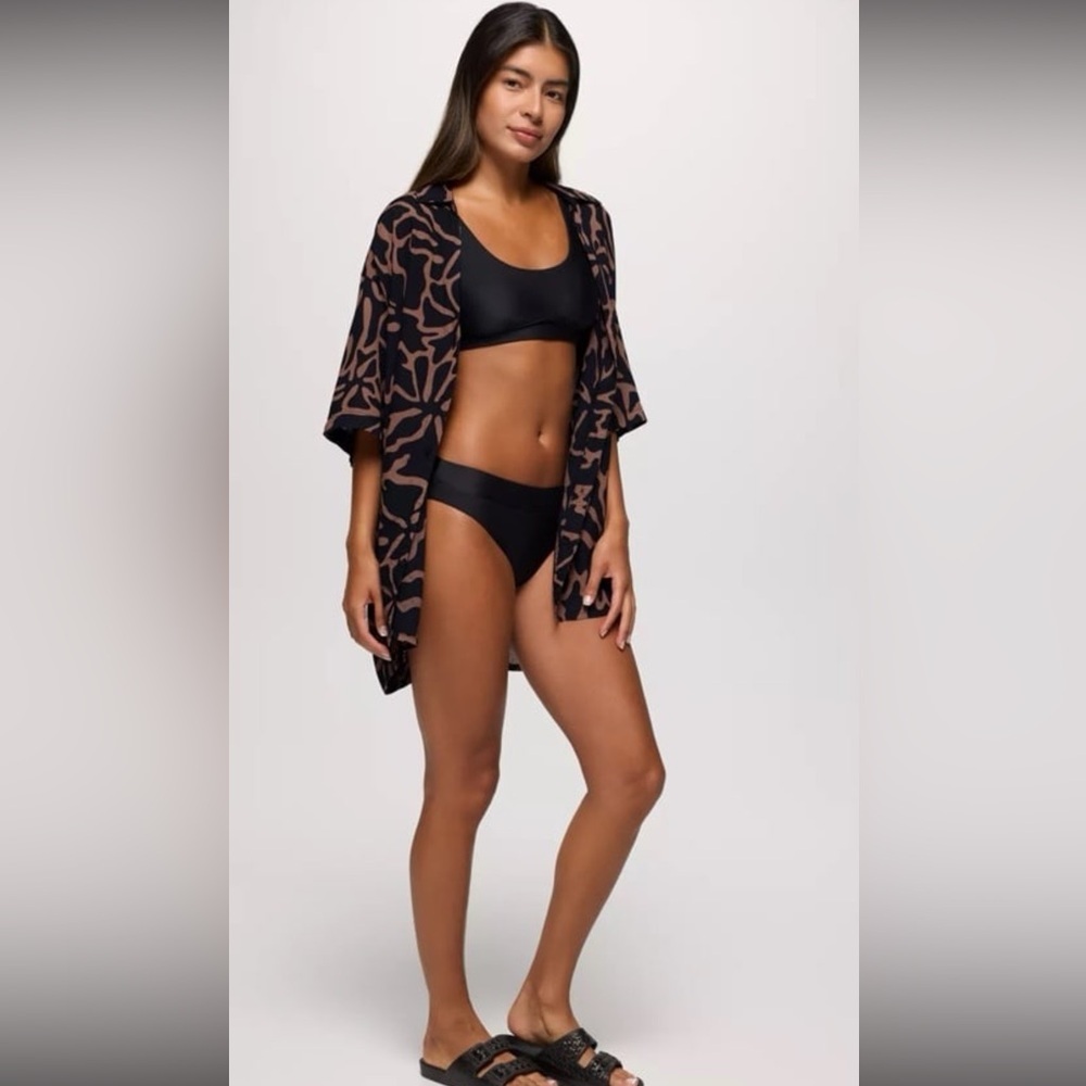 Brand New With Tags prAna Black Summer Wave Bikini Swim Bottoms Size XL